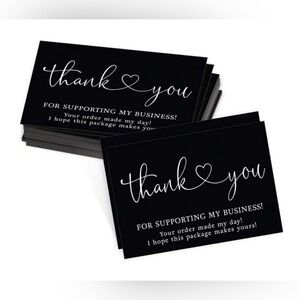 50 pcs 2.12”x3.54” Black “Thank You For Supporting My Small Business” Cards